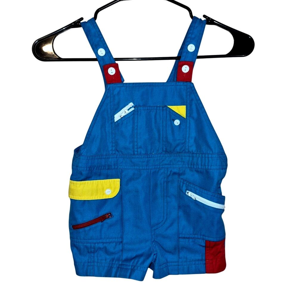 Vintage Popsicle Boys Color Block Overall Shorts Set Vibrant Multicolor 4T